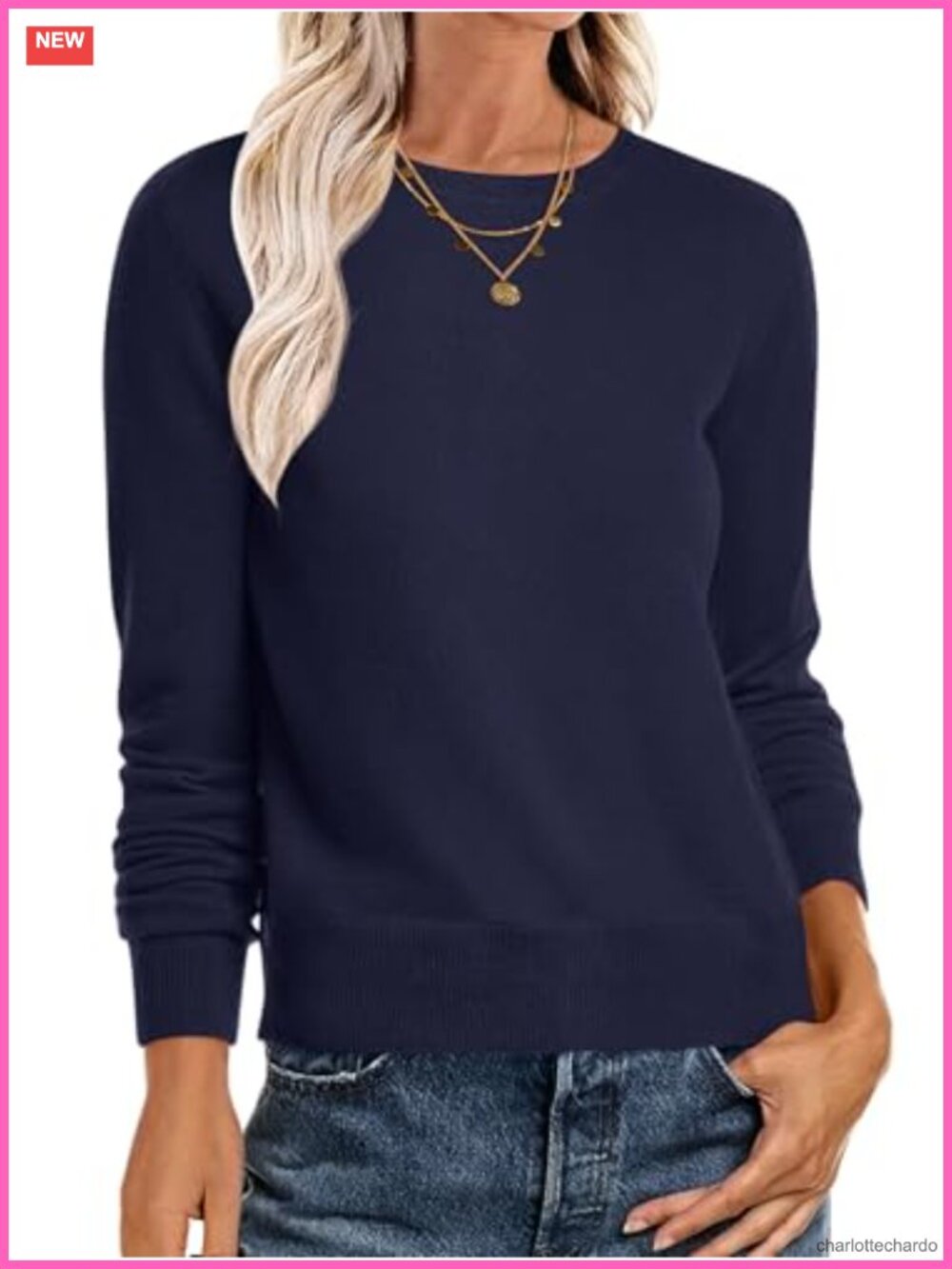 Women's Lightweight Crewneck Pullover Long Sleeve Sweater